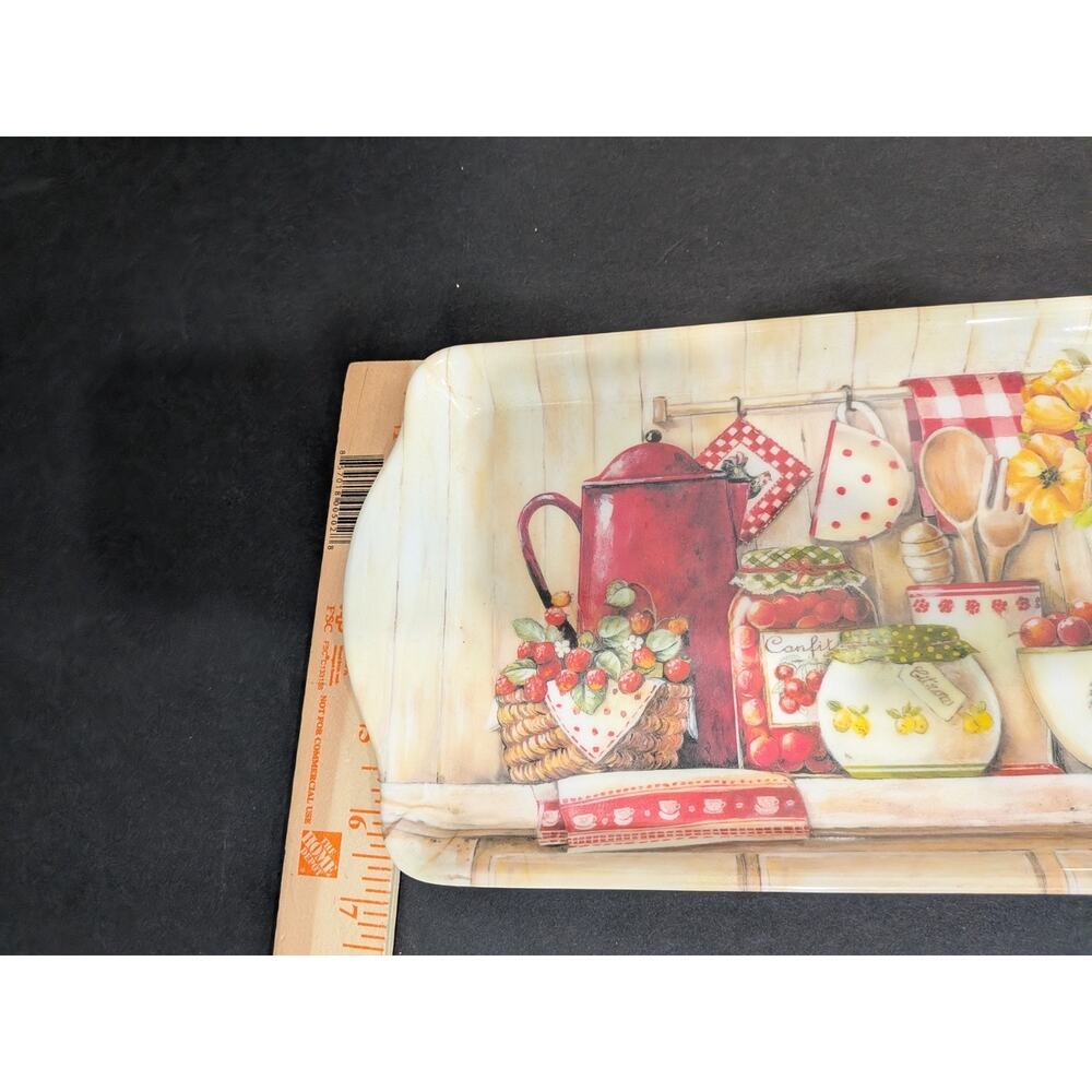 Country Kitchen Melamine Serving Trays Red Coffee Pot Cherry Set Cottagecore - Picture 4 of 6